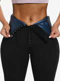 Cropped Pants with Blue PU Coated Lining and Single Waistband