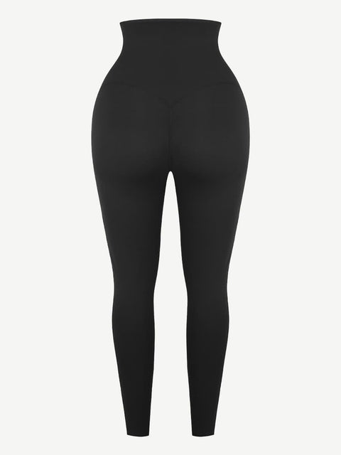 Dark Blue Neoprene Butt Lifting Leggings Wide Waistband Lose Weight